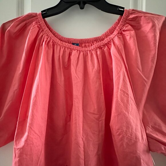 Old Navy Womens Coral Peasant Blouse 2X Cotton Short Sleeve Elastic Neck - Picture 6 of 12